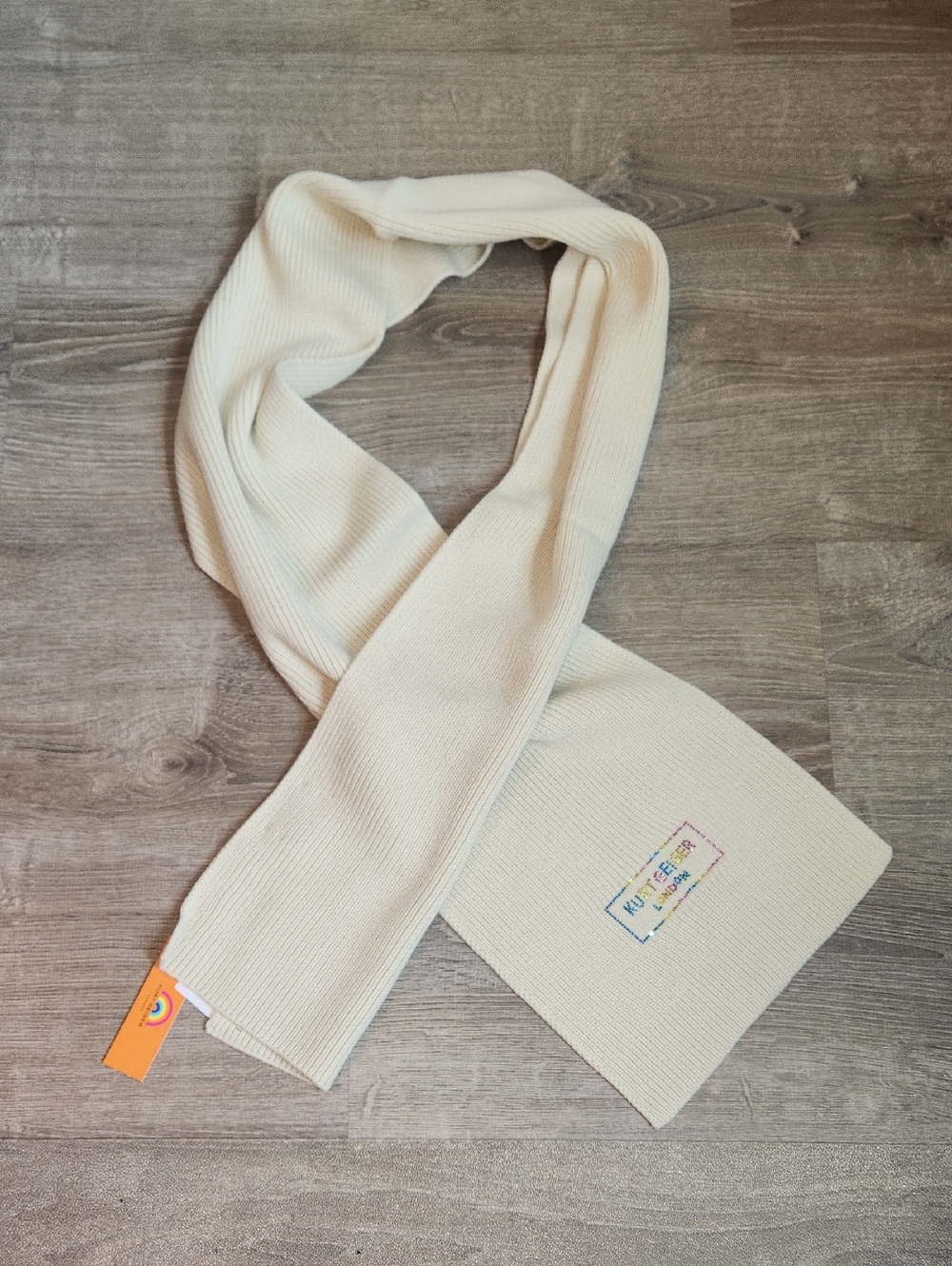Kurt Geiger Women Cream Knit Scarf